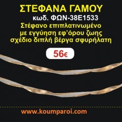 ΣΤΕΦΑΝΑ ΓΑΜΟΥ επιπλατινωμένο με εγγύηση εφ' όρου ζωής σχέδιο διπλή βέργα σφυρήλατη ΦΩΝ-38Ε1533